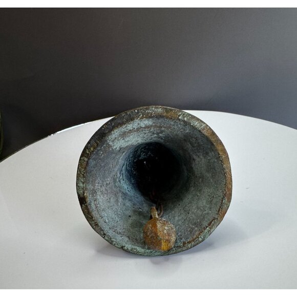 Antique 1810 Mexican Independence Bronze Temple Bell Verdigris Patina 5.5" 1 lb - Picture 8 of 8